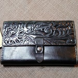 Patricia Nash black tooled wallet. NWT